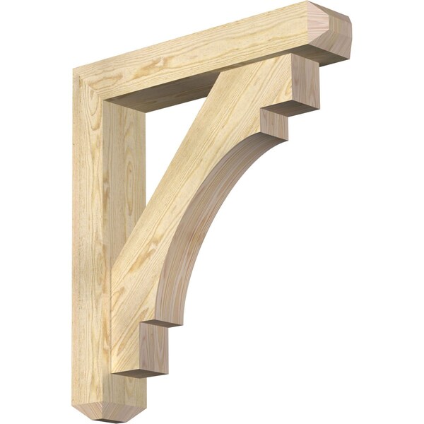 Ekena Millwork Merced Craftsman Rough Sawn Bracket w/ Offset Brace, Douglas Fir, 6"W x 30"D x 34"H BKT0604X30X34MRC04RDF - main